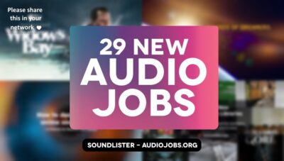 29 great new audio jobs this week - audio direction, audio engineering, sound design roles at Brain Jar Games, The New York Times, One Line Studios, PlatinumGames and more